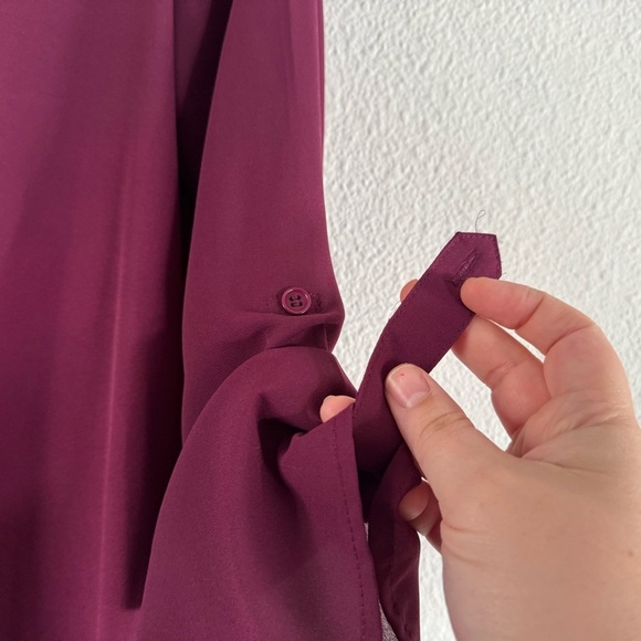Half Zip Roll Tab Blouse Rioja Wine Zac & Rachel Petite Medium Style GT82LMQP7 - Picture 6 of 10